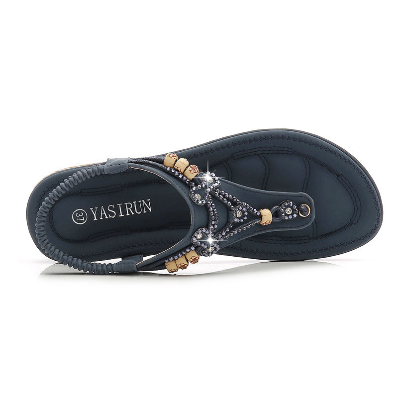 Dame Diskrete T-Strop Sandaler med luksuriøse Applikationer Stilla