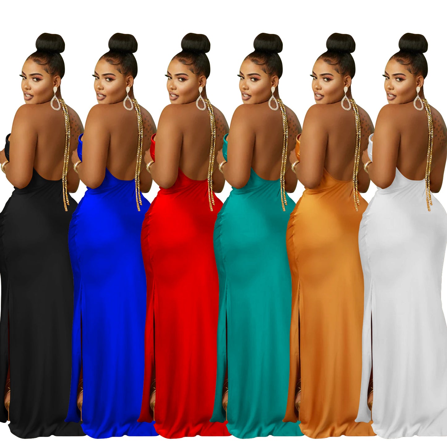 Dame elegant figursyet aftenkjole med asymmetrisk strop og shimmerstof Stilla