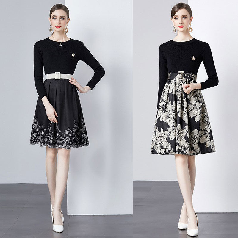 Dame Elegant Blomster Fit og Flare Kjole Stilla