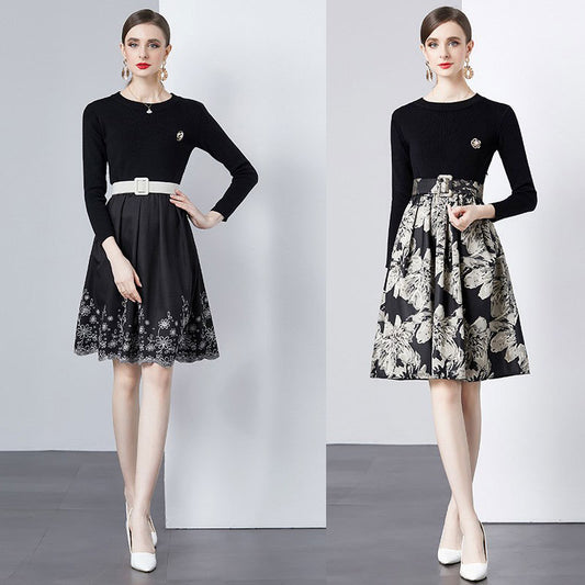 Dame Elegant Blomster Fit og Flare Kjole Stilla