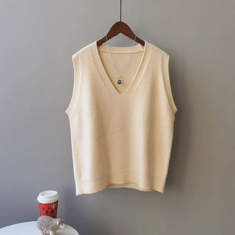 Dame ærmeløs V-Pullover i blødeste cashmere-blanding med elegant snit Stilla