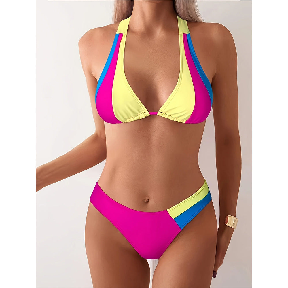 Dame Triangel-Bikini-Sæt med livlig farvemix og justerbare stropper Stilla