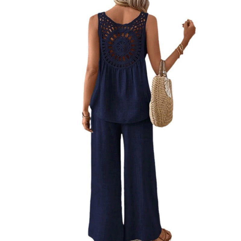Dame rummelig jumpsuit med elastisk talje og ærmeløs design Stilla