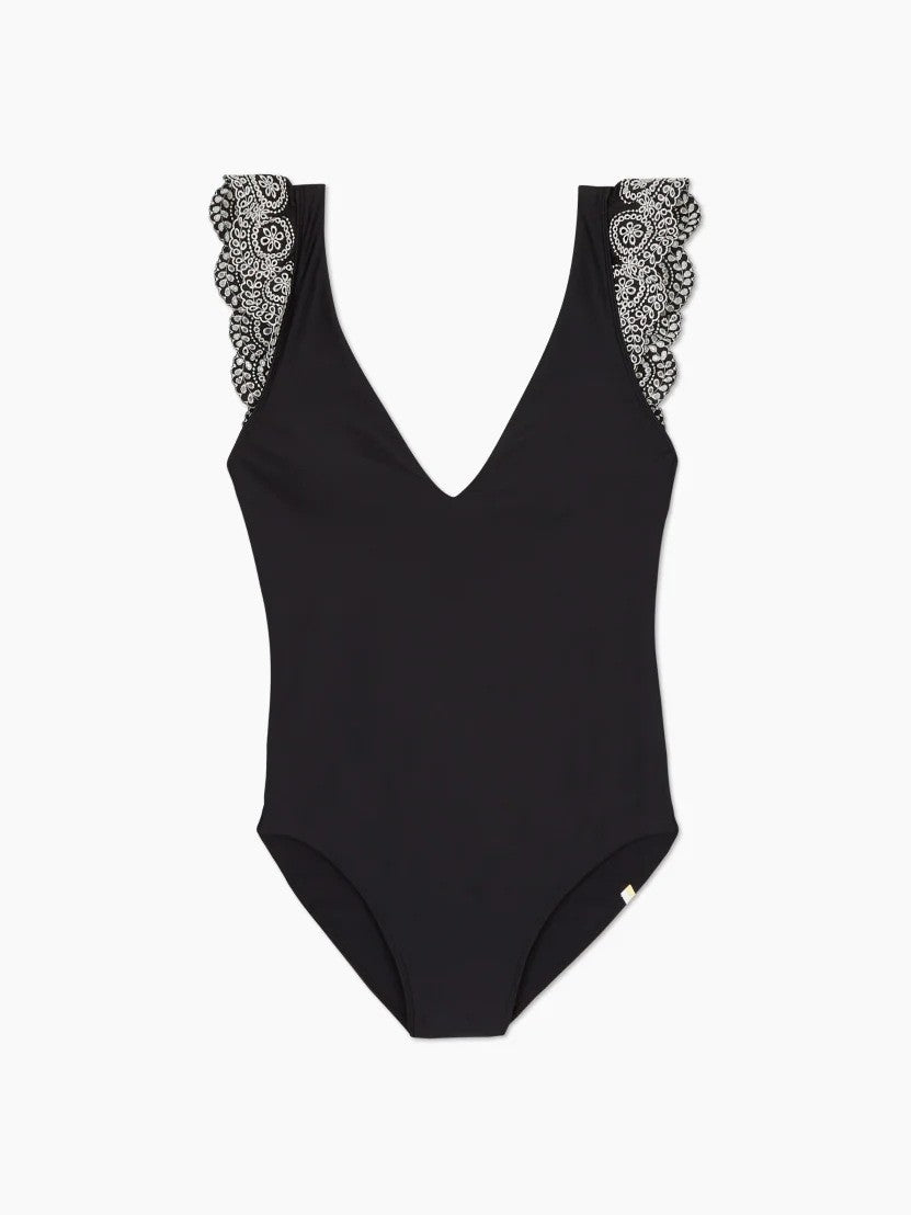 Dame Elegant Enkelt Badeanstøj med Spidsærmer Stilla