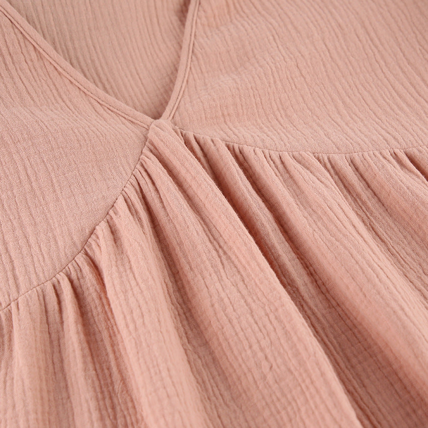 Dame afslappet oversized kjole med voluminøse ærmer og V-udskæring Stilla