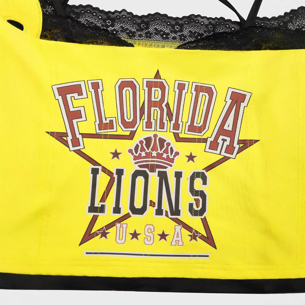 Dame cropped T-shirt med dekorativ ryg og kreativ grafiktryk Stilla