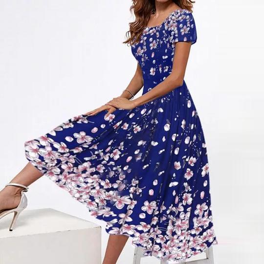 Dame A-linje Floral-Print Midi Kjole Stilla