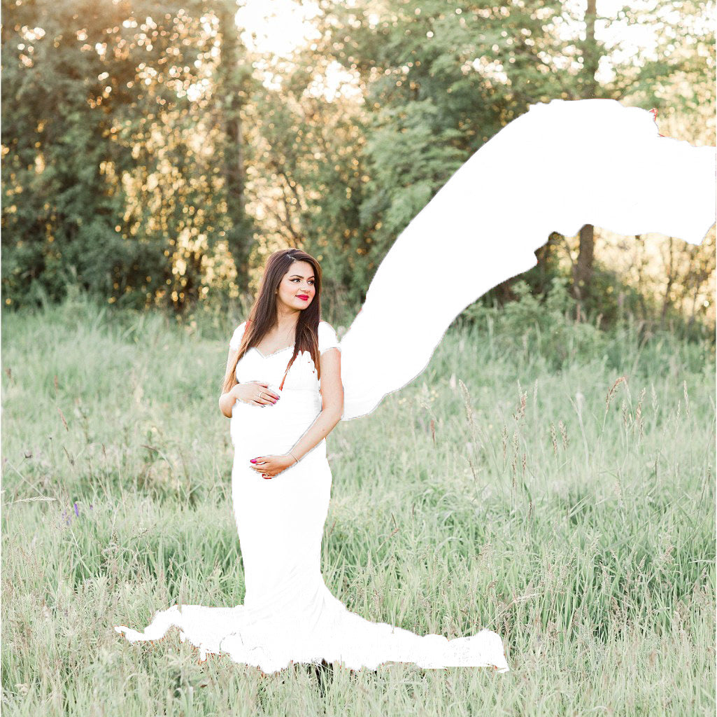 Dame Elegant Graviditets Wrap Kjole Stilla