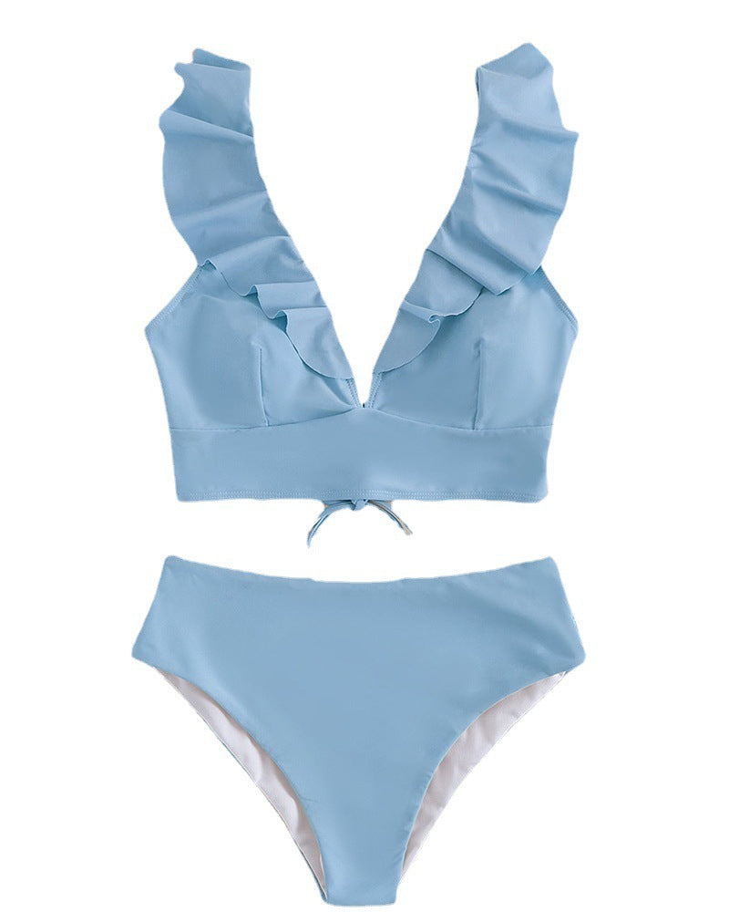 Dame bikini-top med flæser og V-udskæring Stilla