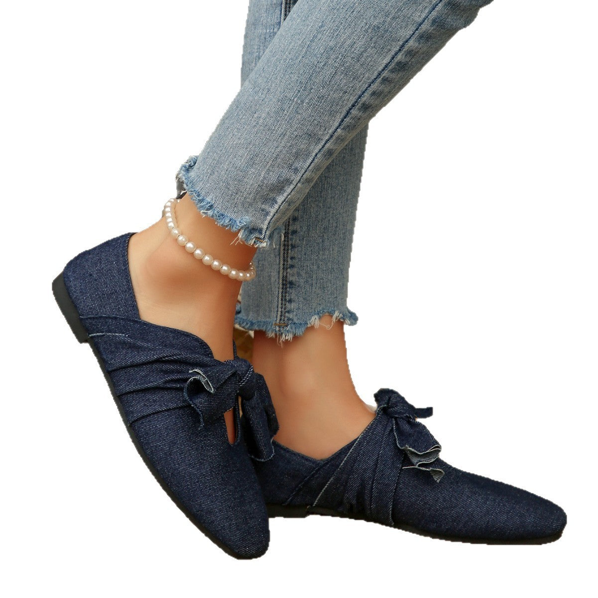 Dame Denim Ballerinas med Sløjfedetalje Stilla