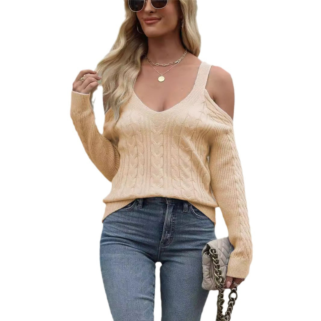 Femme Åben-Skulder Kabelstrik Pullover Stilla