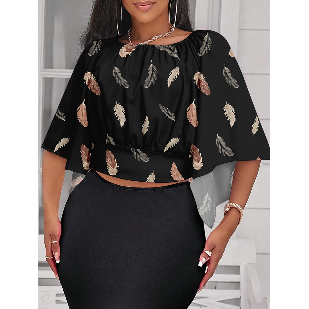 Dame Elegant cropped top med svajende ærmer Stilla