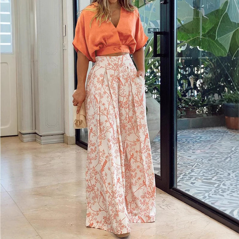 Dame elegant og luftig Culotte med blomster mønster Stiila