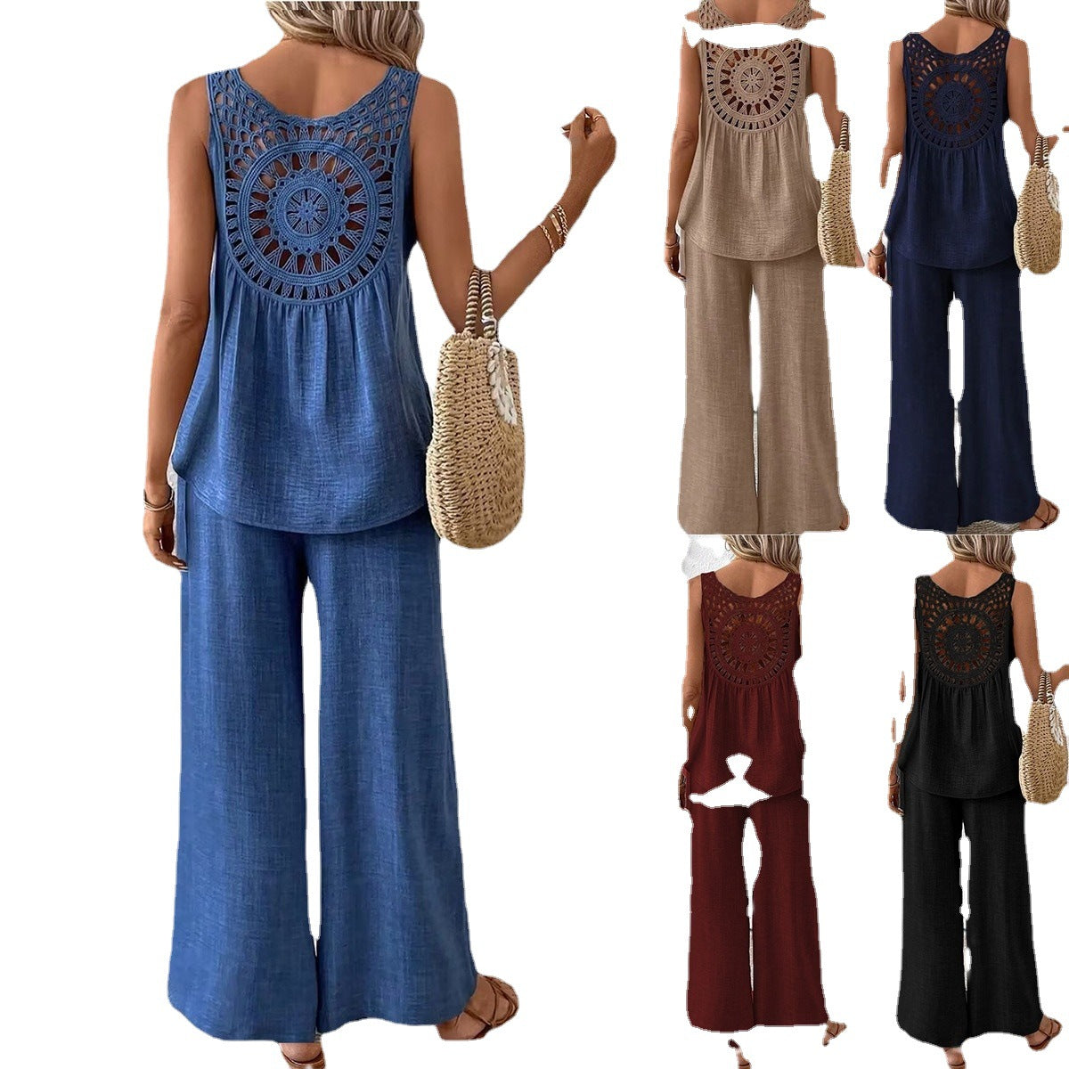 Dame afslappet jumpsuit med vidde ben og plisseringer Stilla