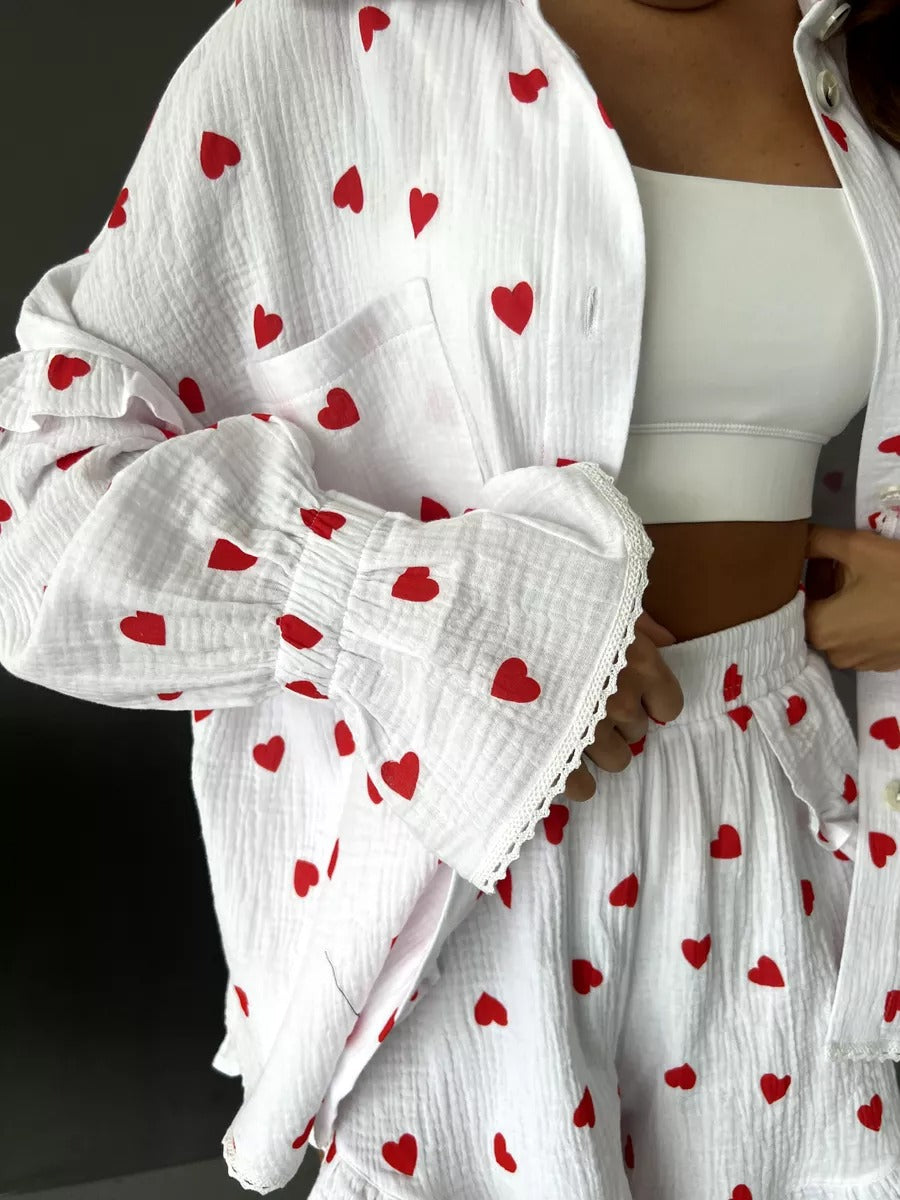 Dame afslappet bluse og shorts sæt Stilla