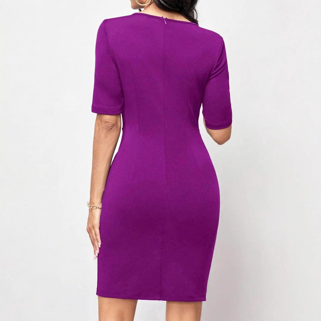 Dame Elegant Draperet Bodycon Kjole Stilla