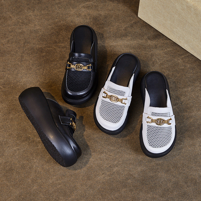 Dame Designer Slip-On Mules med åndbart mesh-overmateriale og stilfuld spændeaccent Stilla