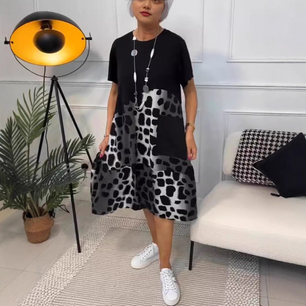 Dame afslappet kjole med dyremønster Stilla