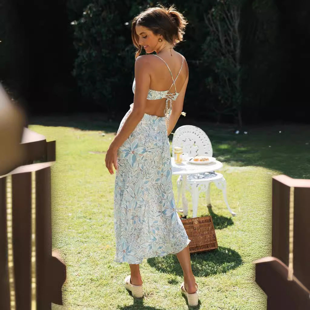 Dame Cut-Out Maxikjole med flydende silhuet og fint blomstermønster Stilla