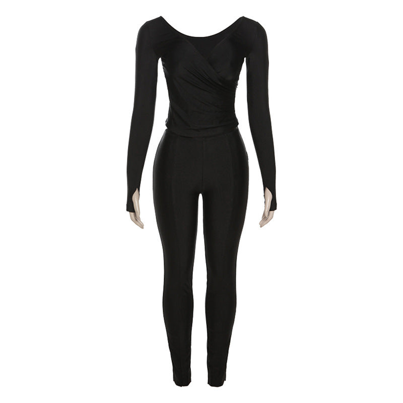 Dame Elegant Bodysuit med indviklet design og lange ærmer Stilla