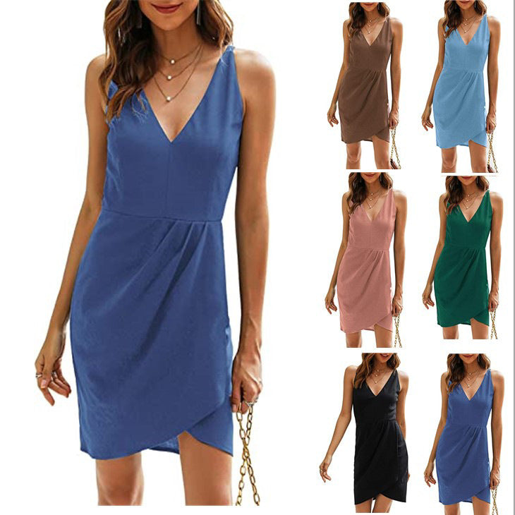 Dame afslappet cocktailkjole med V-hals Stilla