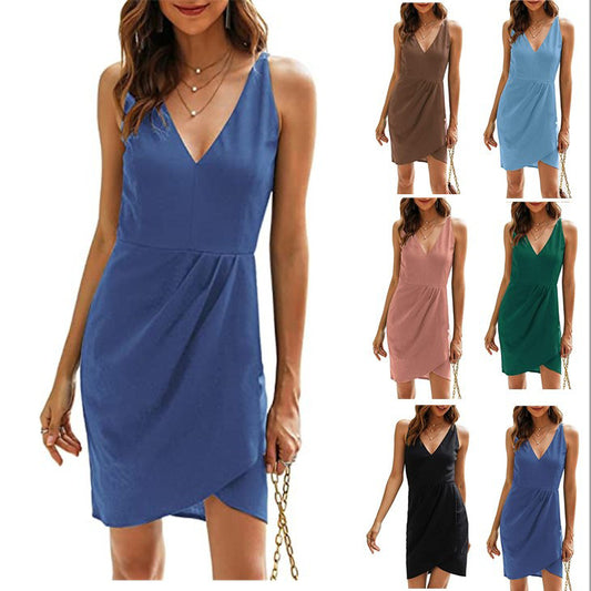 Dame afslappet cocktailkjole med V-hals Stilla