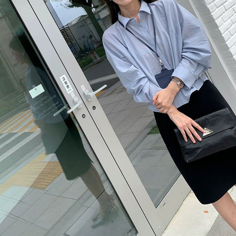 Dame afslappet bluse med ballonformede ærmer og elegant drapering Stilla