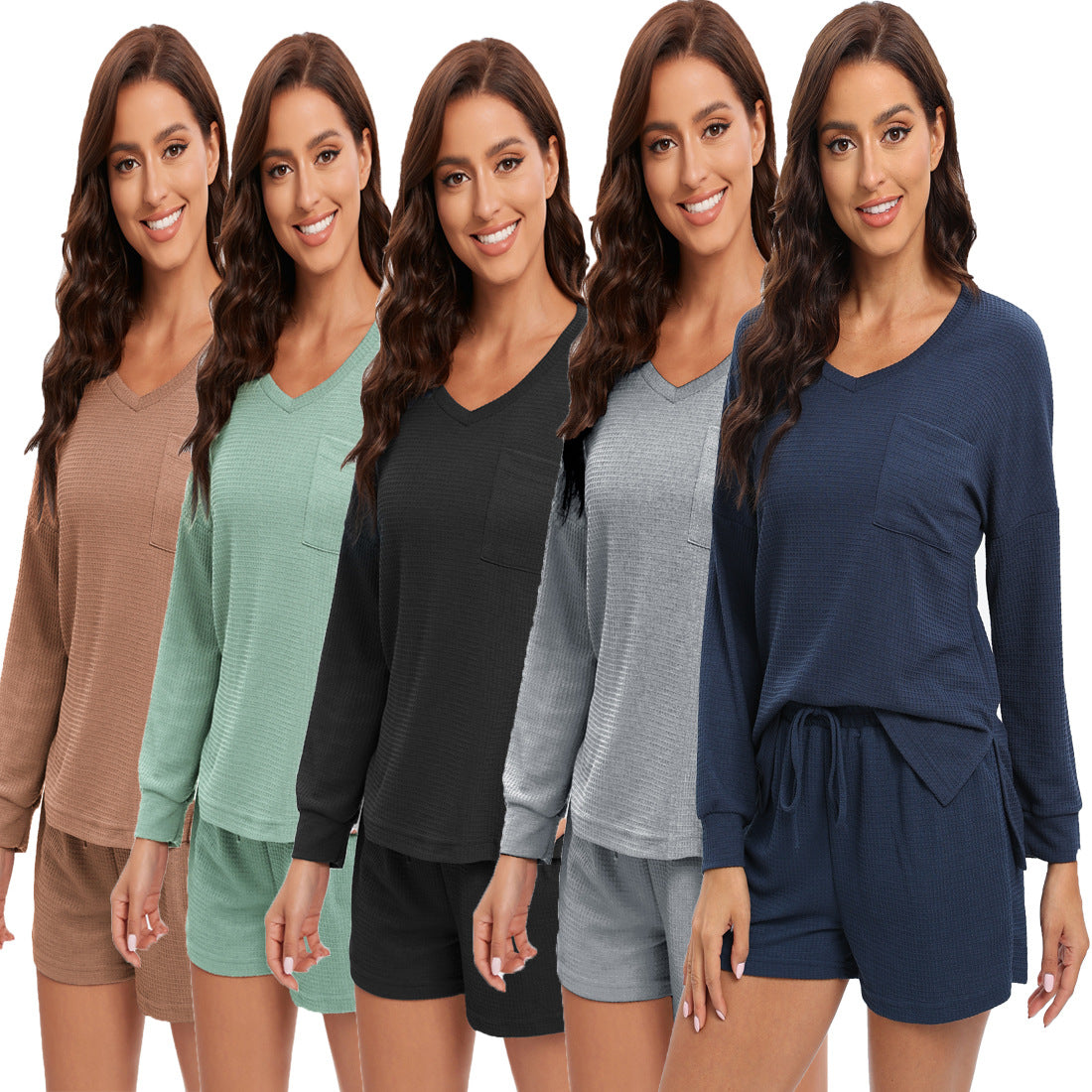 Dame afslappet pyjamasæt med langærmet overdel og short-design Stilla