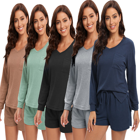 Dame afslappet pyjamasæt med langærmet overdel og short-design Stilla