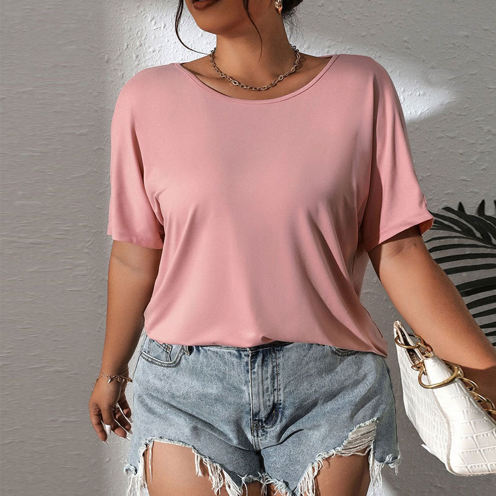 Dame afslappet oversized T-shirt med rund halsudskæring og korte ærmer Stilla