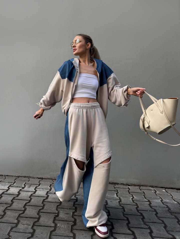 Dame afslappet sporty sæt med brede bukser og række af særlige detaljer Stilla