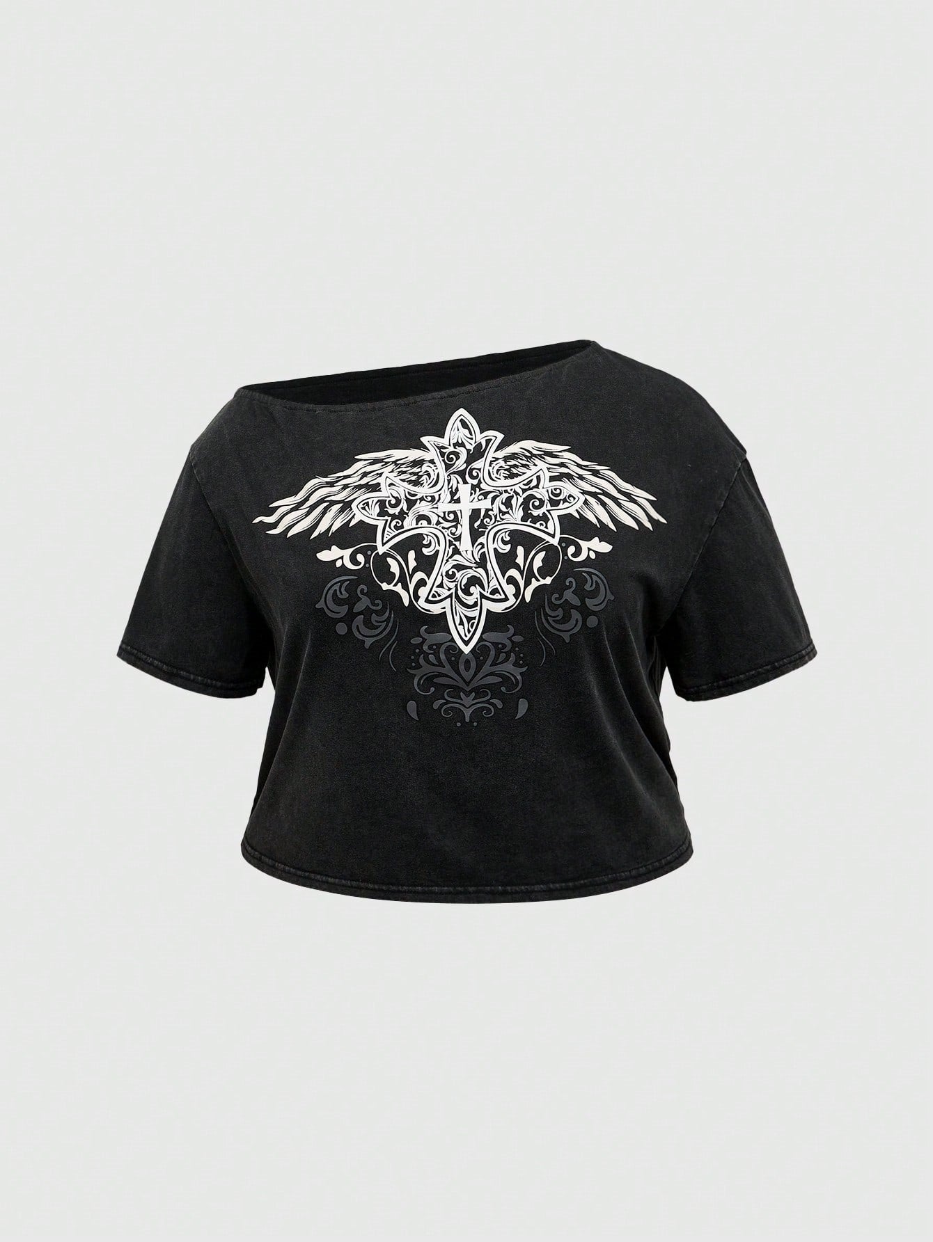 Dame Crop-Top med spændende grafiktryk og løs pasform Stilla