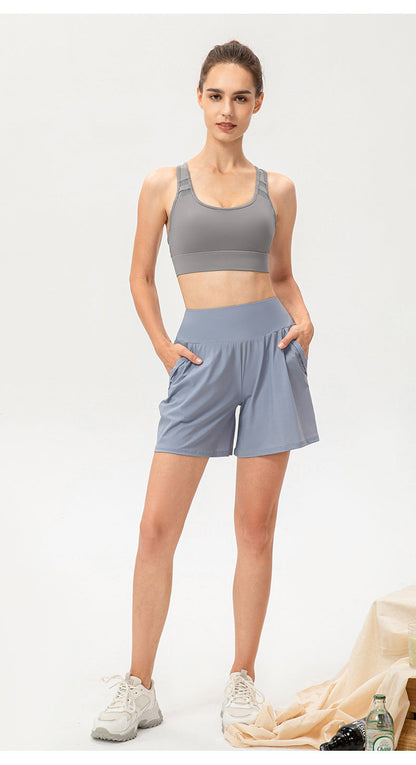 Stilla | High Waist Slimming a Line Sports Shorts Løs Pasform, Åndbar Yoga Fitness Løbeshorts