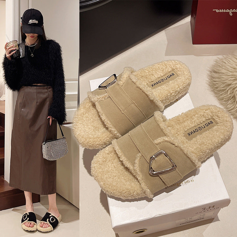 Femme Cozy Faux Fur Slide Sandaler Stilla