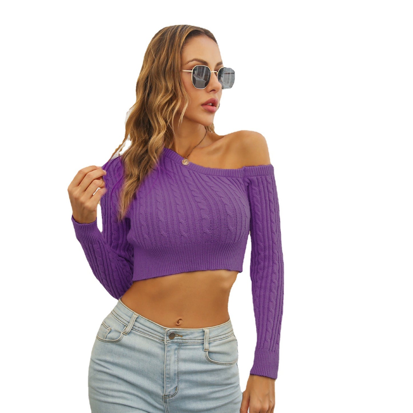 Dame afslappet crop-top med kanaler Stilla