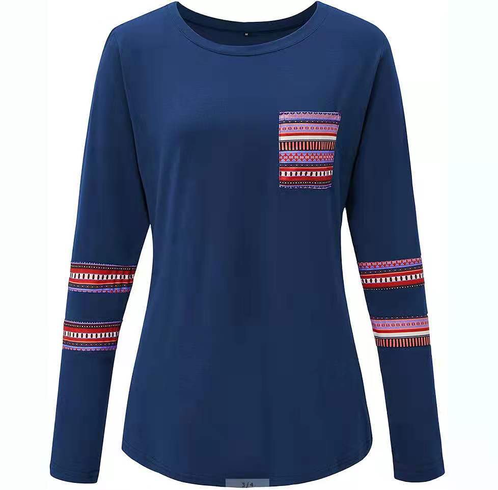 Dame afslappet longsleeve T-shirt med moderne mønster Stilla