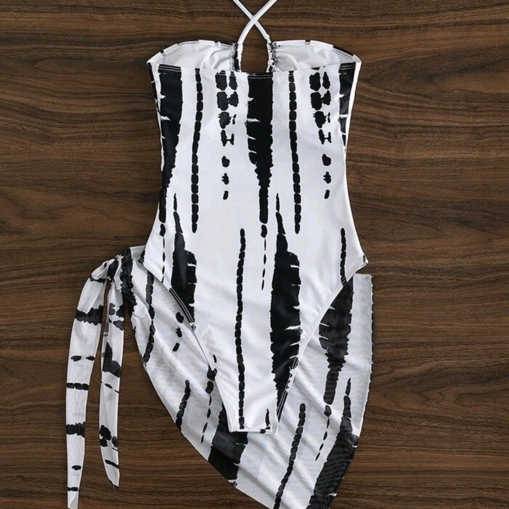 Dame Cut-Out Bandeau En-del med asymmetrisk indpakning Stilla