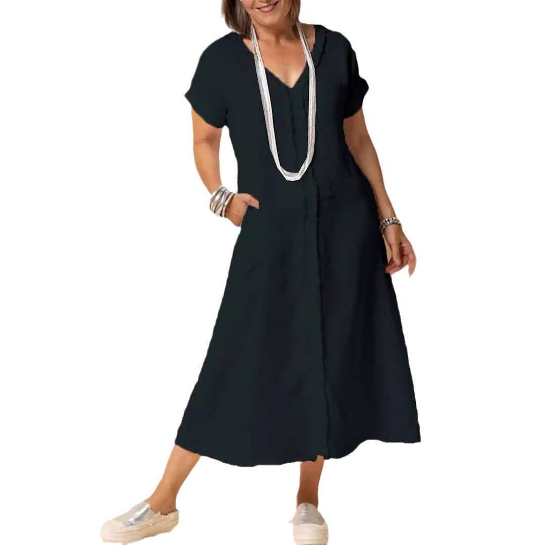 Dame afslappet maxikjole med lommer Stilla