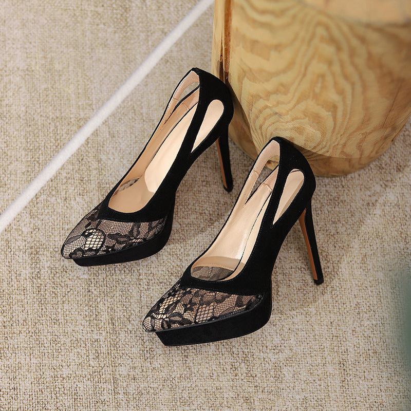 Femme Højglans Spids-Kant Stiletto Pumps Stilla