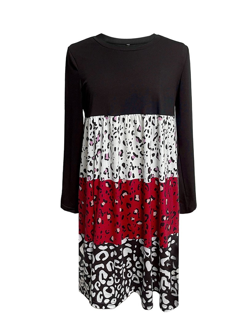 Dame afslappet kjole med farverigt dyremønster og lange ærmer Stilla