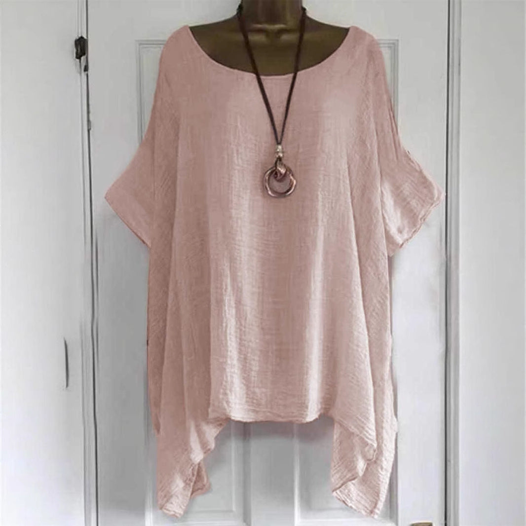 Dame afslappet oversized bluse shirt i let materiale med løs pasform Stilla