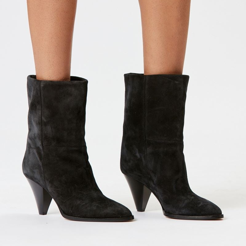 Femme High-Stiletto Denim Ankestävler med Sculpted Heel Stilla