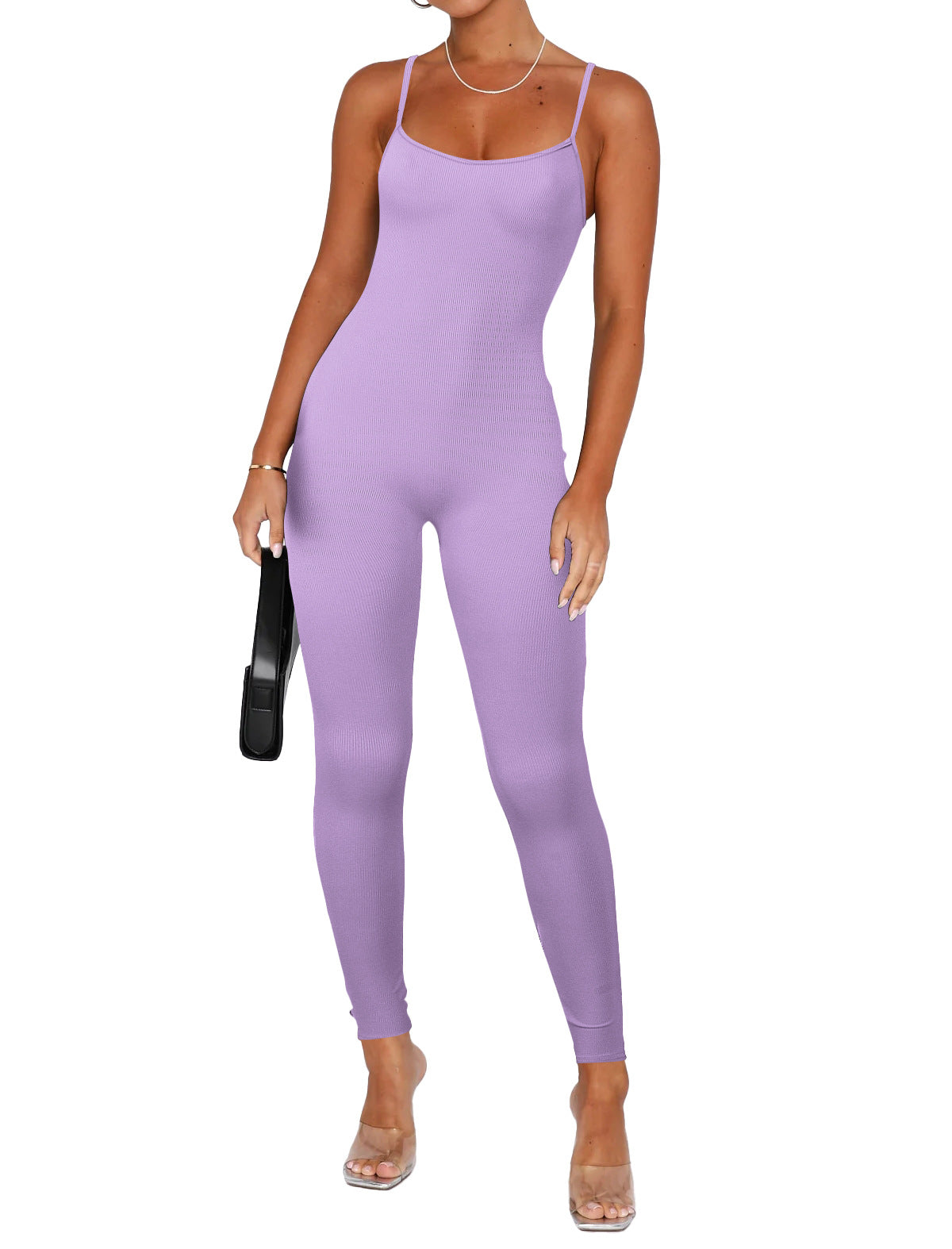 Dame figursyet jumpsuit med ribbet tekstur Stilla