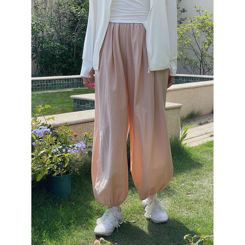 Dame afslappede højtaljede fritidsbukser med elastisk talje og lommer Stilla