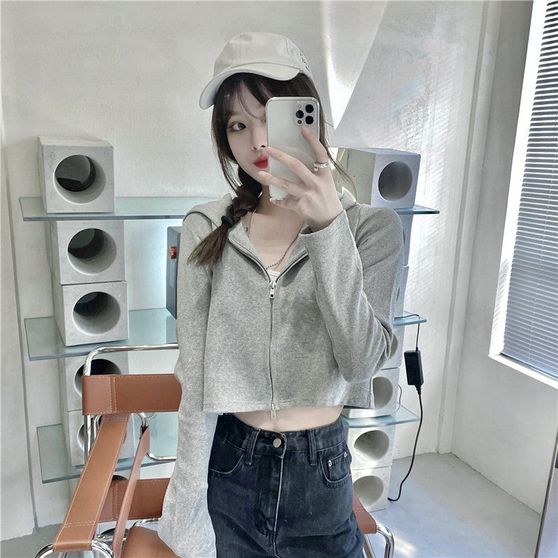 Dame Cropped Zip-Up Hoodie Stilla