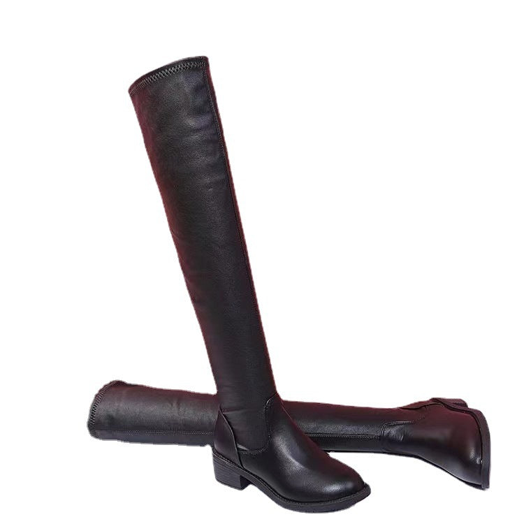 Dame overknæ støvler med komfortabel blokhæl og elegant pasform Stilla