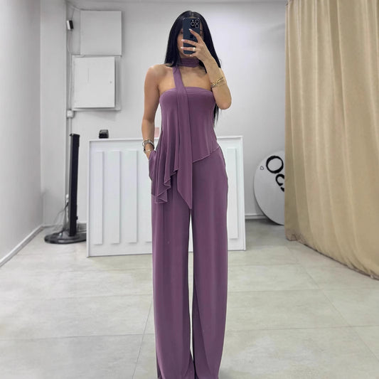 Kvinder Elegant Halterneck Jumpsuit Stilla