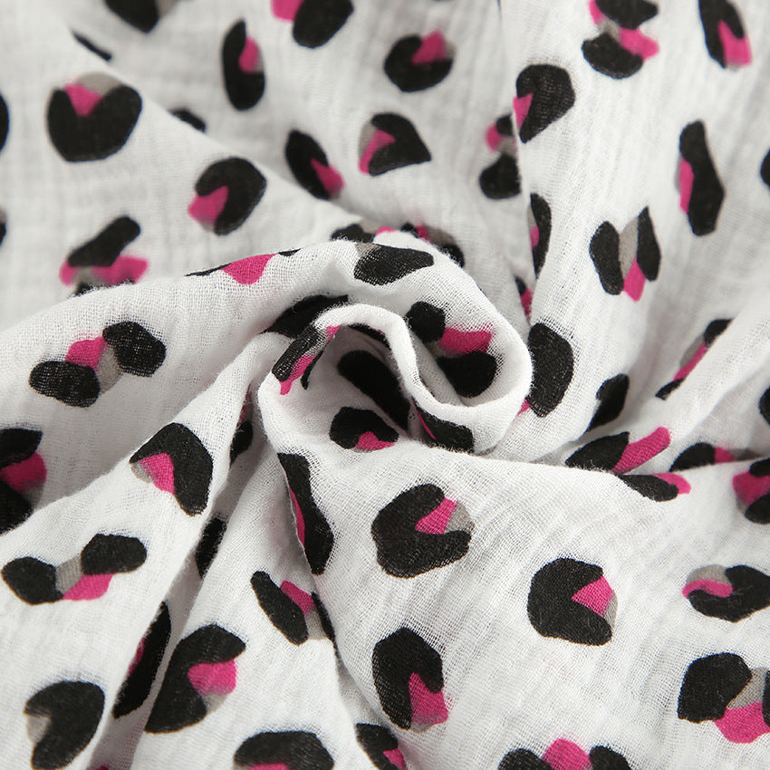 Dame afslappet kortærmet skjorte og shorts sæt med moderne leo mønster Stilla