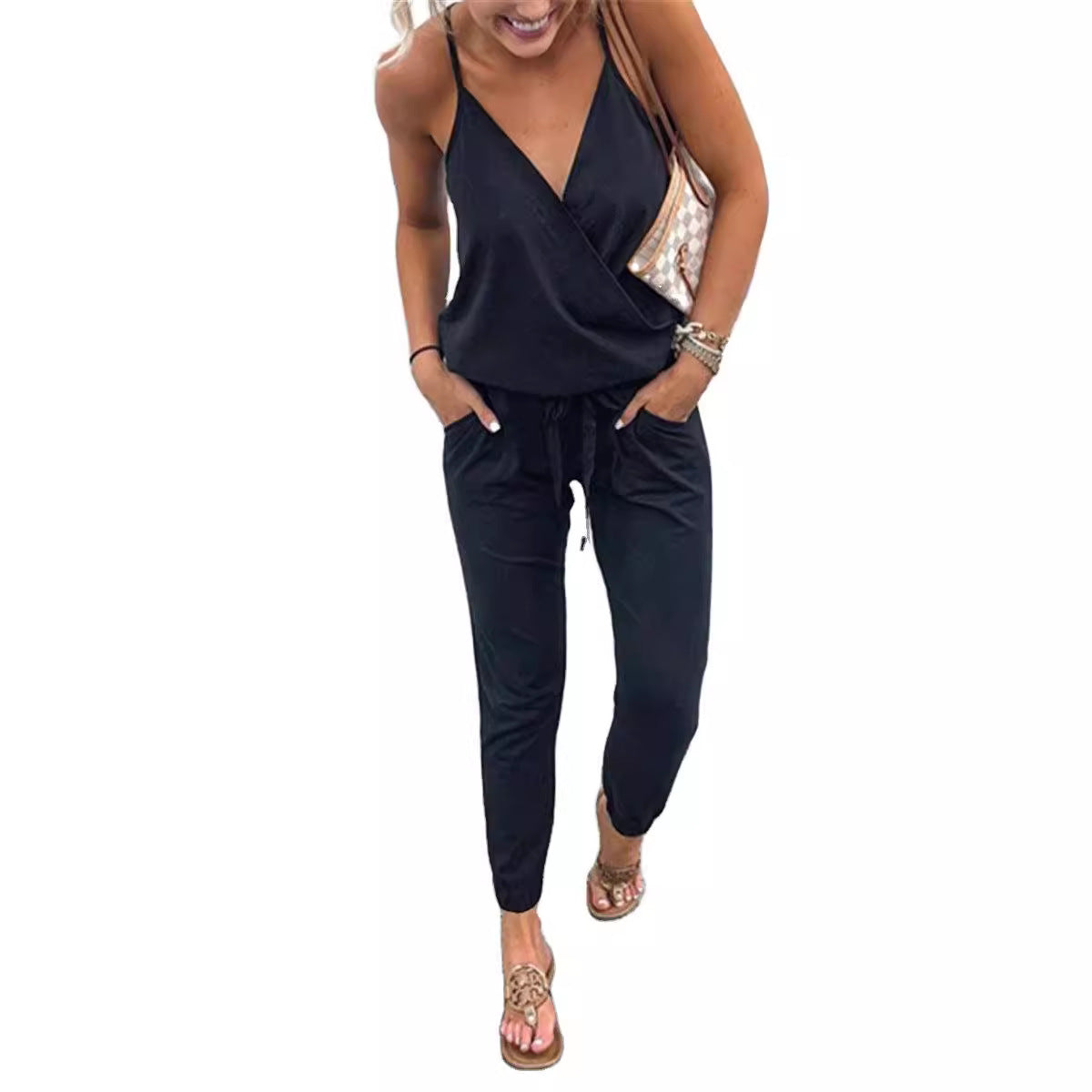 Dame afslappet jumpsuit med justerbare stropper Stilla