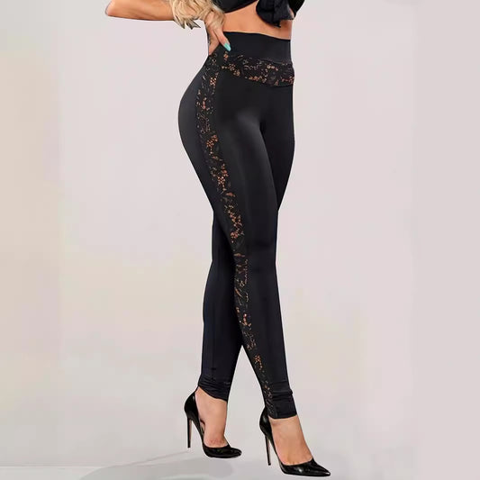 Dame Sport-Leggings med transparente spidsapplikationer Stilla